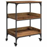 Keukentrolley van Bewerkt Hout met Wielen - Oud Hout (34% Korting)