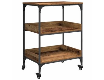Keukentrolley van Bewerkt Hout met Wielen - Oud Hout (34% Korting)