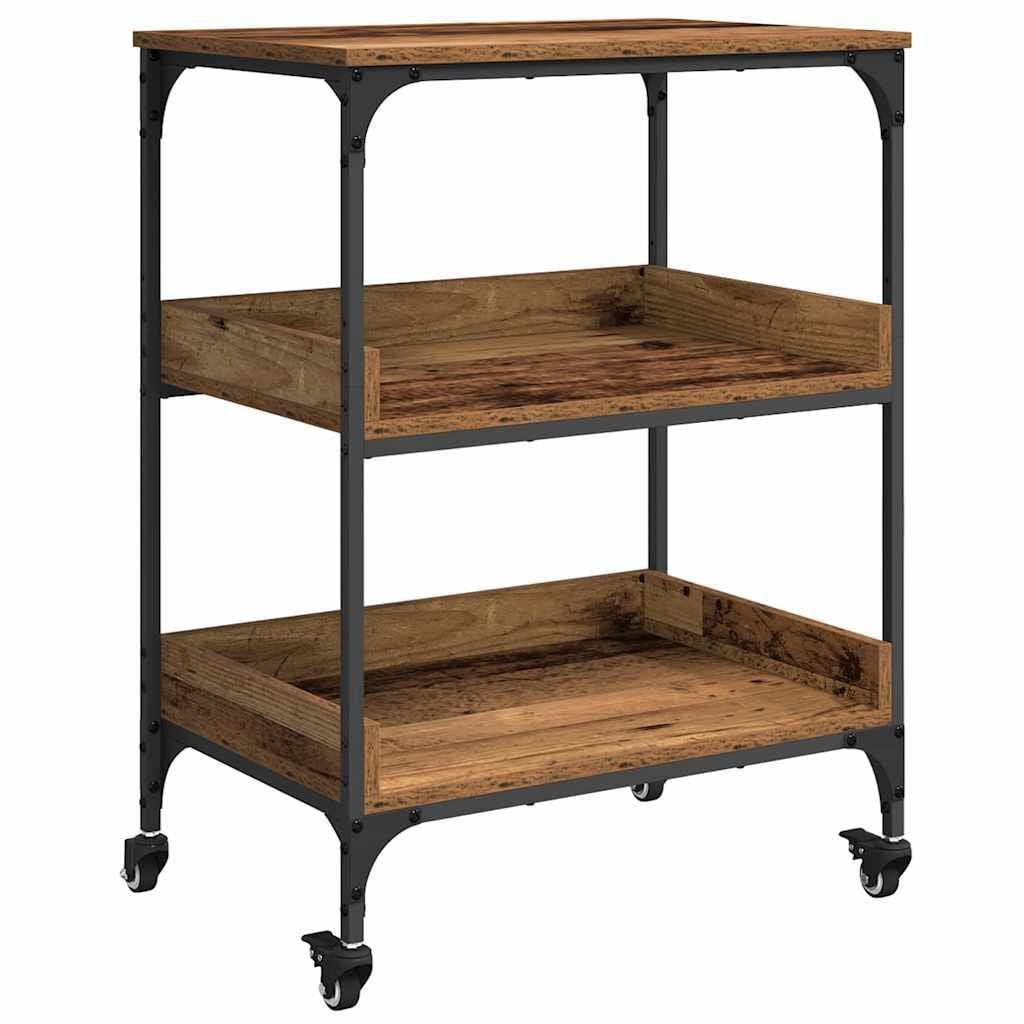 Keukentrolley van Bewerkt Hout met Wielen - Oud Hout (34% Korting)