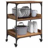 Keukentrolley van Bewerkt Hout met Wielen - Oud Hout (34% Korting)