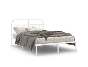 Wit Metalen Bedframe met Hoofdbord 140x190 cm - 54% Korting!