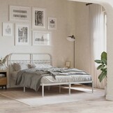Wit Metalen Bedframe met Hoofdbord 140x190 cm - 54% Korting!