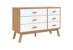 vidaXL Ladekast Grenenhout Wit/Bruin - 35% Korting