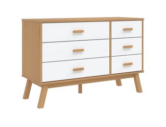 vidaXL Ladekast Grenenhout Wit/Bruin - 35% Korting