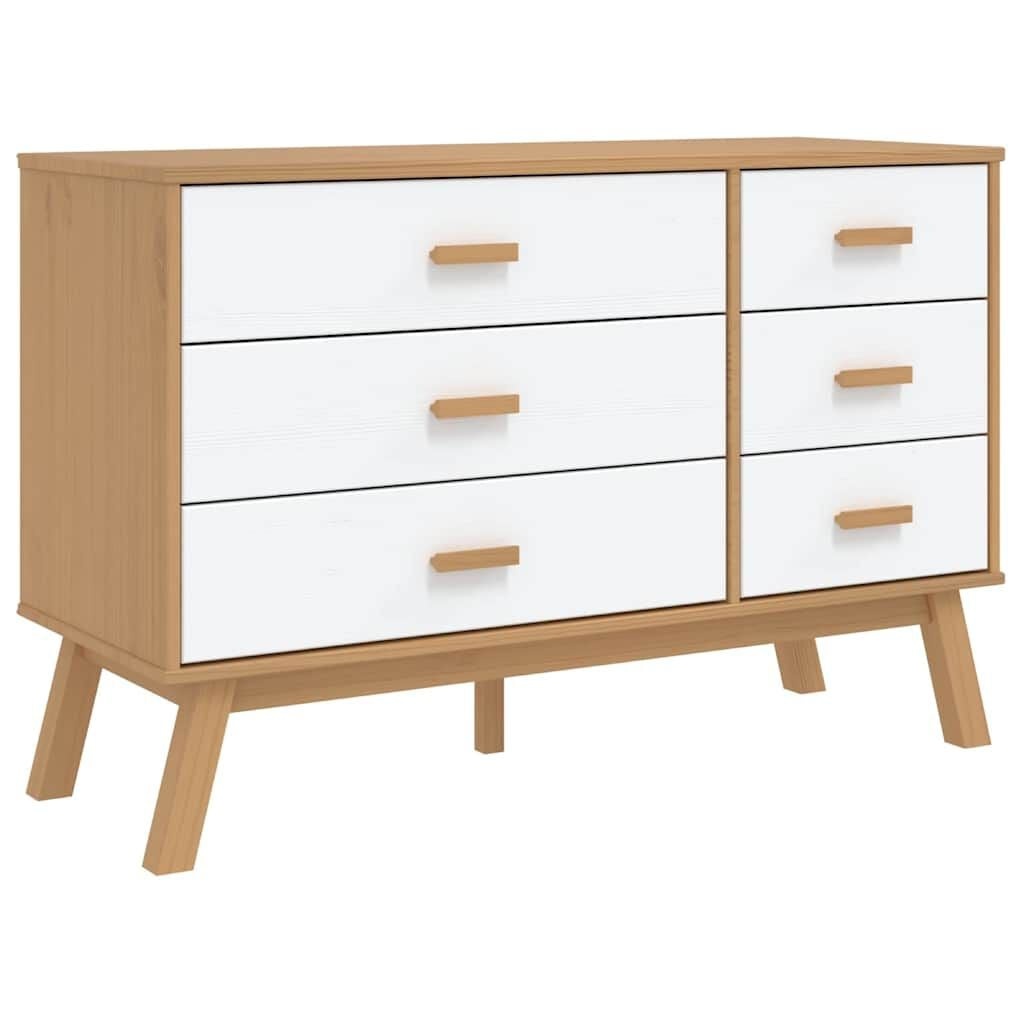 vidaXL Ladekast Grenenhout Wit/Bruin - 35% Korting