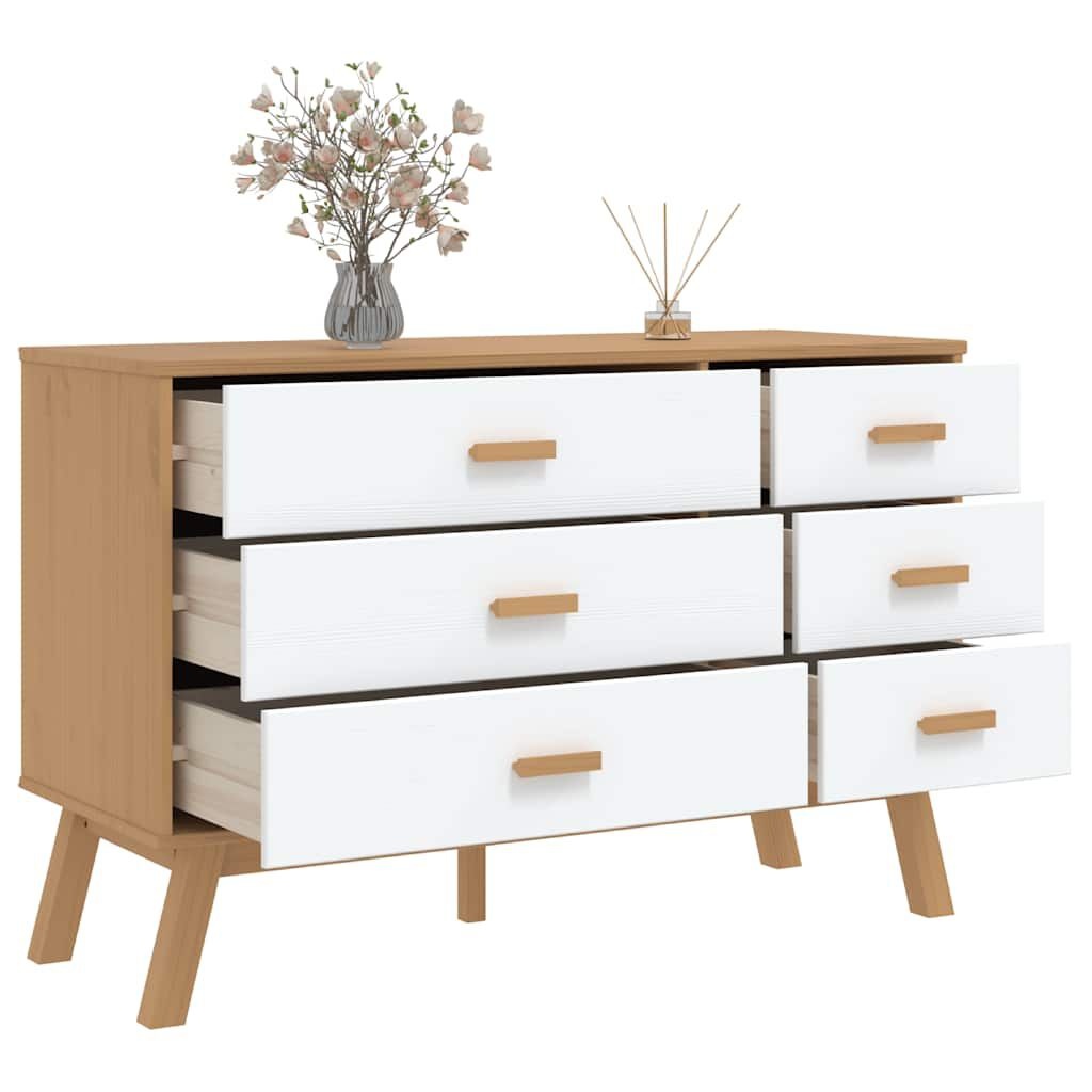 vidaXL Ladekast Grenenhout Wit/Bruin - 35% Korting