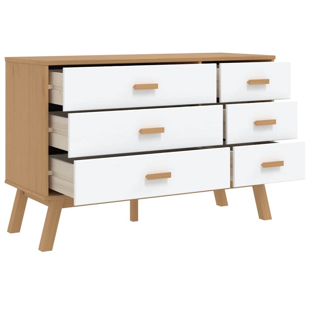 vidaXL Ladekast Grenenhout Wit/Bruin - 35% Korting