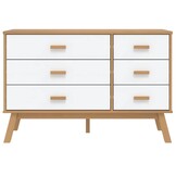 vidaXL Ladekast Grenenhout Wit/Bruin - 35% Korting