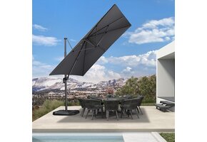 Grijze Zweefparasol 350x350 cm | 360° Draaibaar & Kantelbaar | 35% Korting