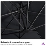 PURPLE LEAF Zweefparasol 350x350 cm - 360 graden draaibaar - Grijs
