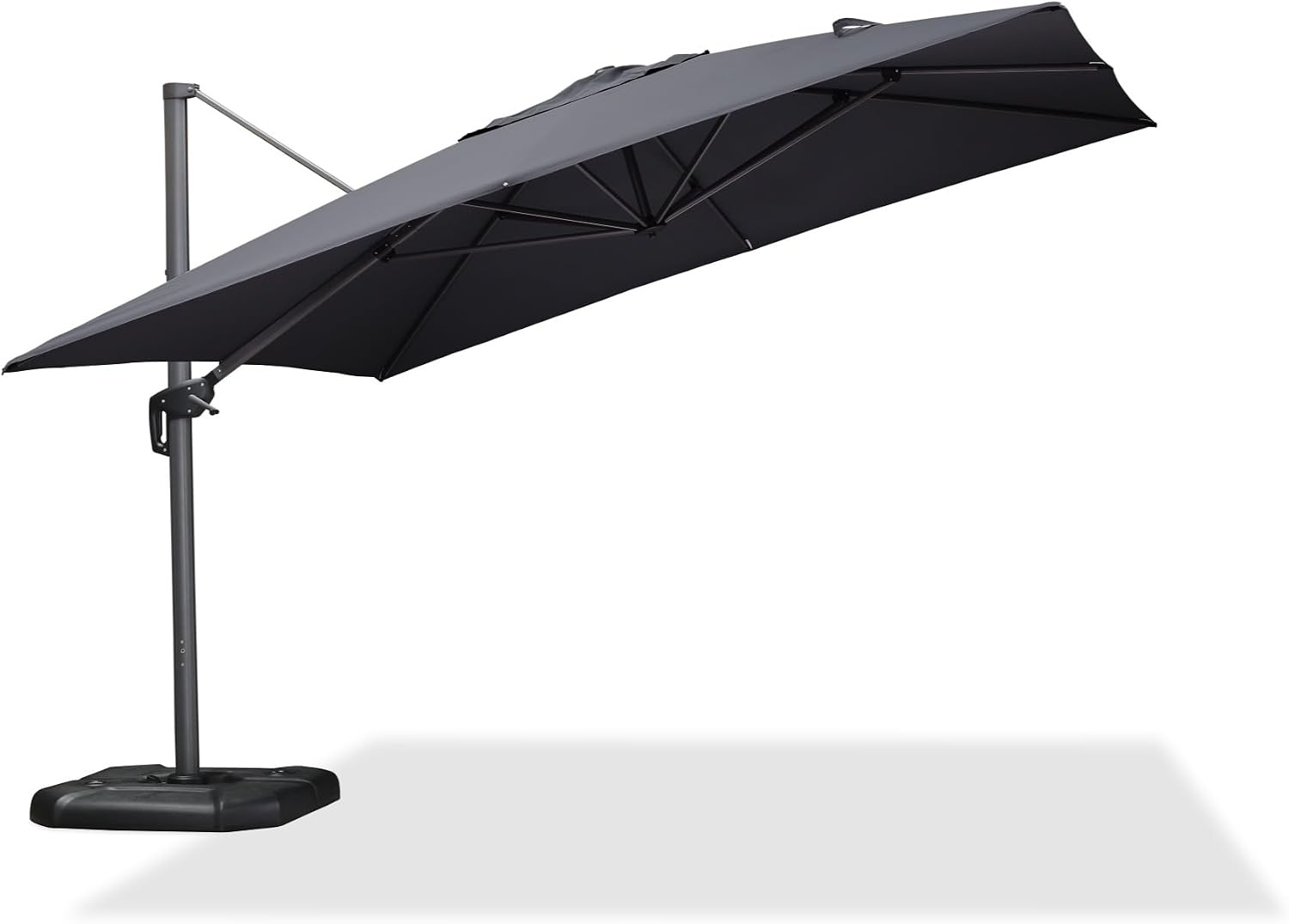 PURPLE LEAF Zweefparasol 350x350 cm - 360 graden draaibaar - Grijs