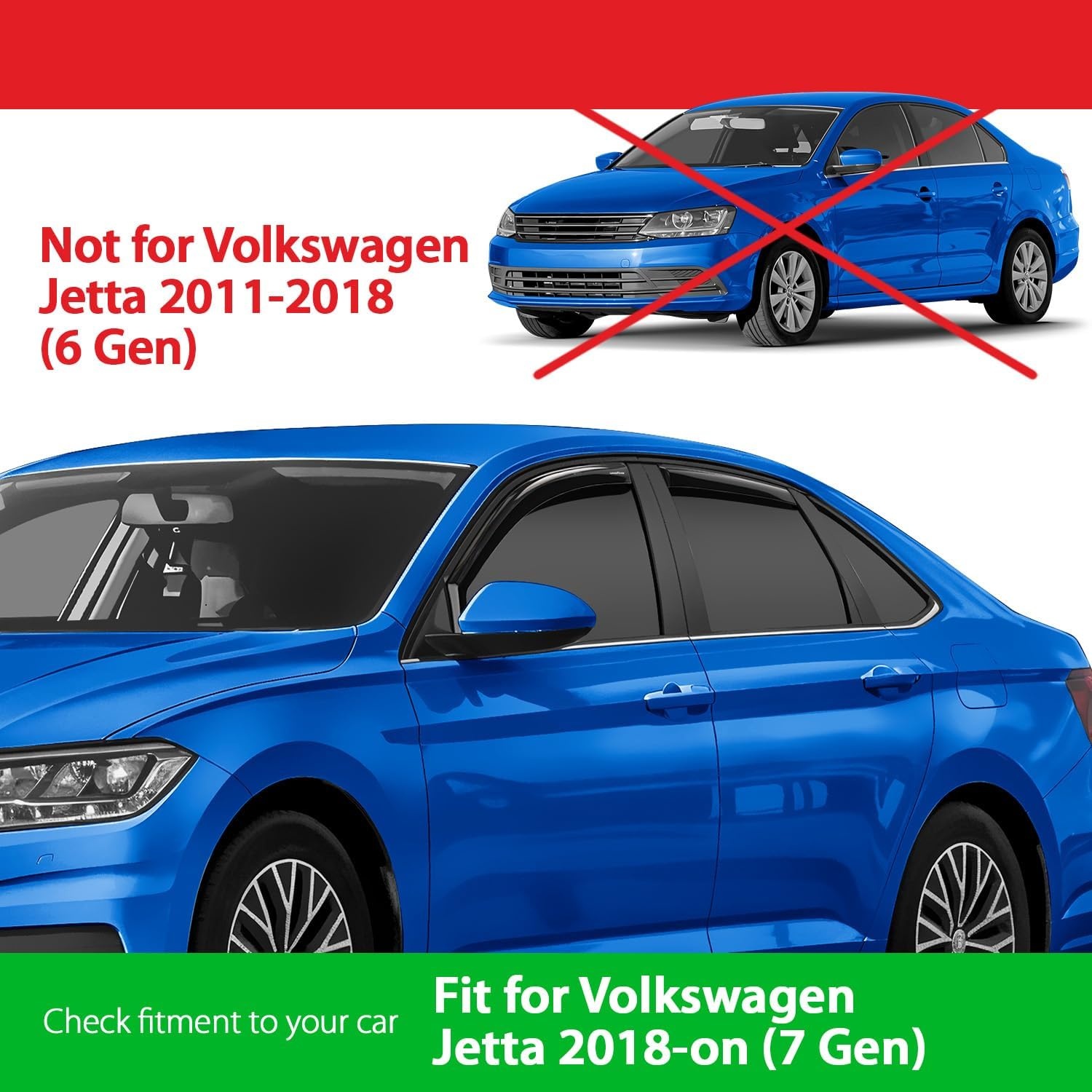 Goodyear Winddeflectors voor Volkswagen Jetta 2018-2026 - Set van 4 - In-channel