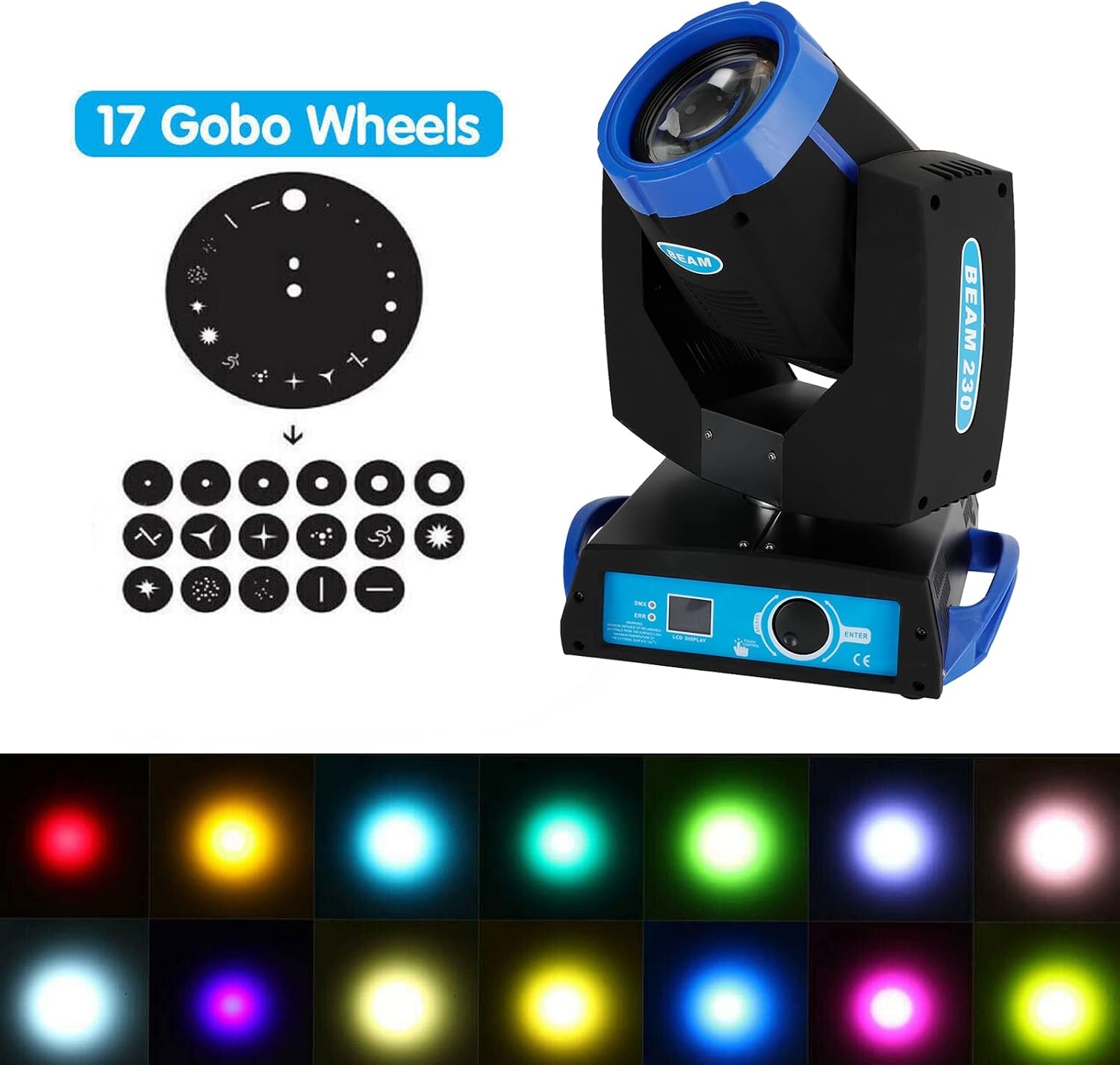 230W 7R Beam Moving Head Podiumverlichting met 8 Prisma en Stroboscoop Blauw