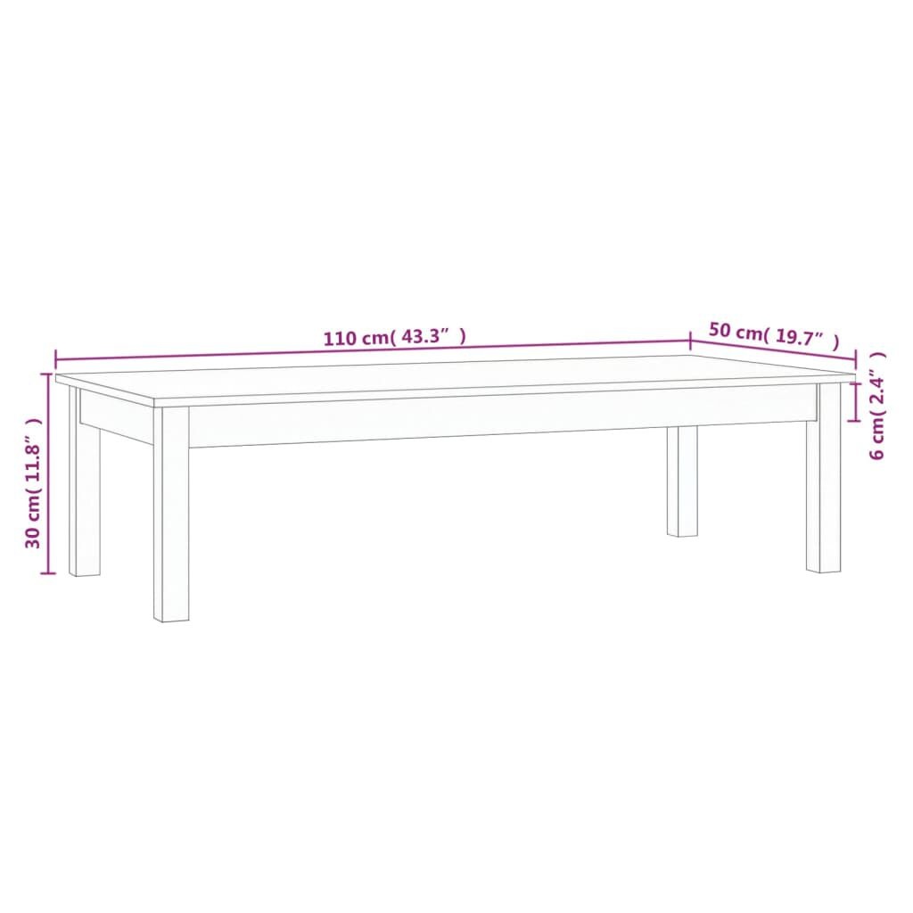 vidaXL Salontafel 110x50x30 cm massief grenenhout