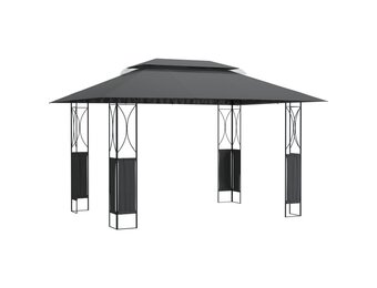 vidaXL Prieel met dak 400x300x270 cm staal antracietkleurig
