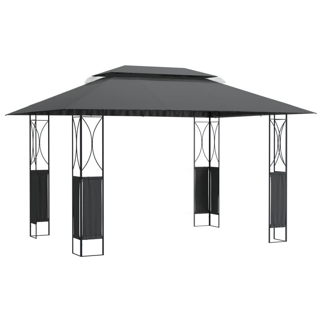 vidaXL Prieel met dak 400x300x270 cm staal antracietkleurig