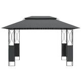 vidaXL Prieel met dak 400x300x270 cm staal antracietkleurig
