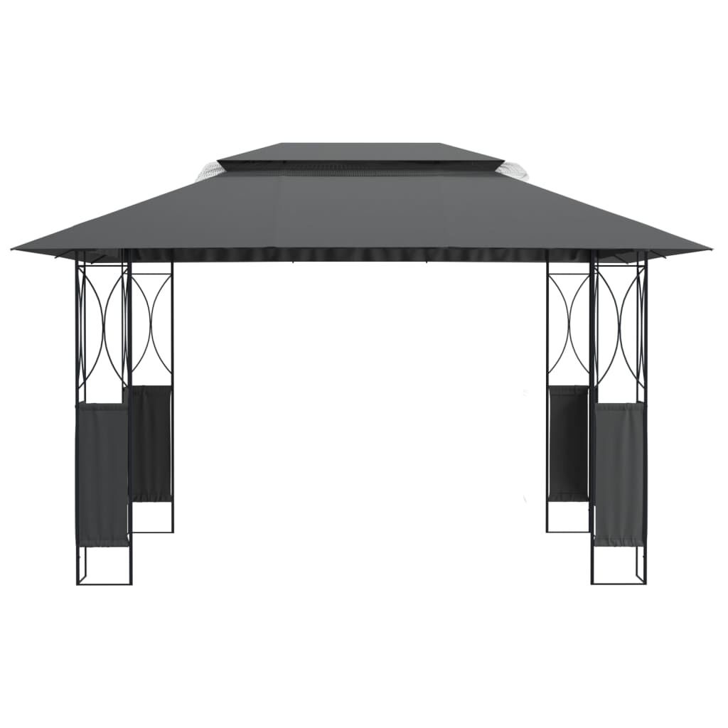 vidaXL Prieel met dak 400x300x270 cm staal antracietkleurig