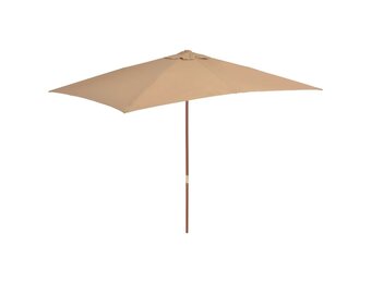 vidaXL Parasol met houten paal 200x300 cm taupe