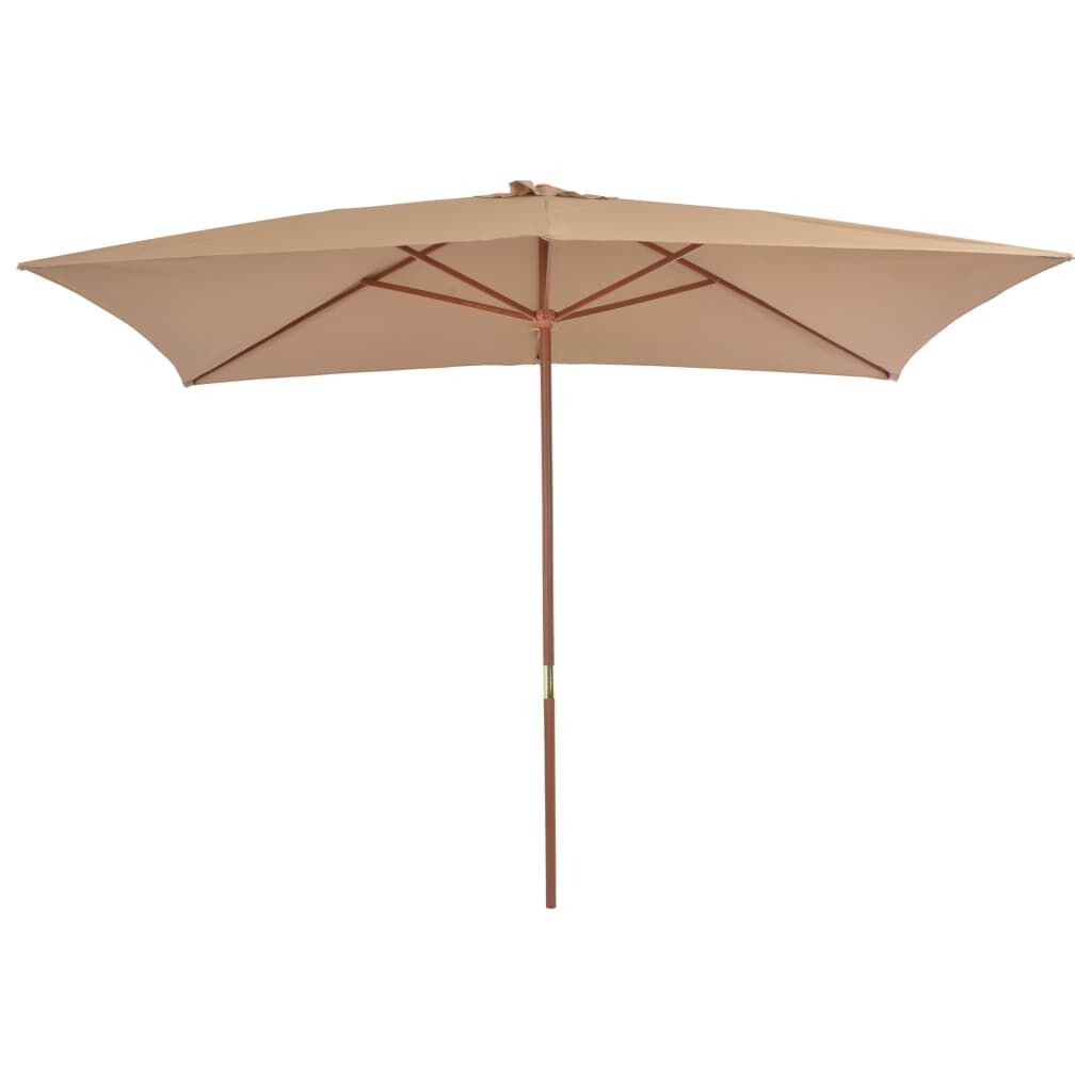 vidaXL Parasol met houten paal 200x300 cm taupe