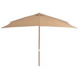 vidaXL Parasol met houten paal 200x300 cm taupe