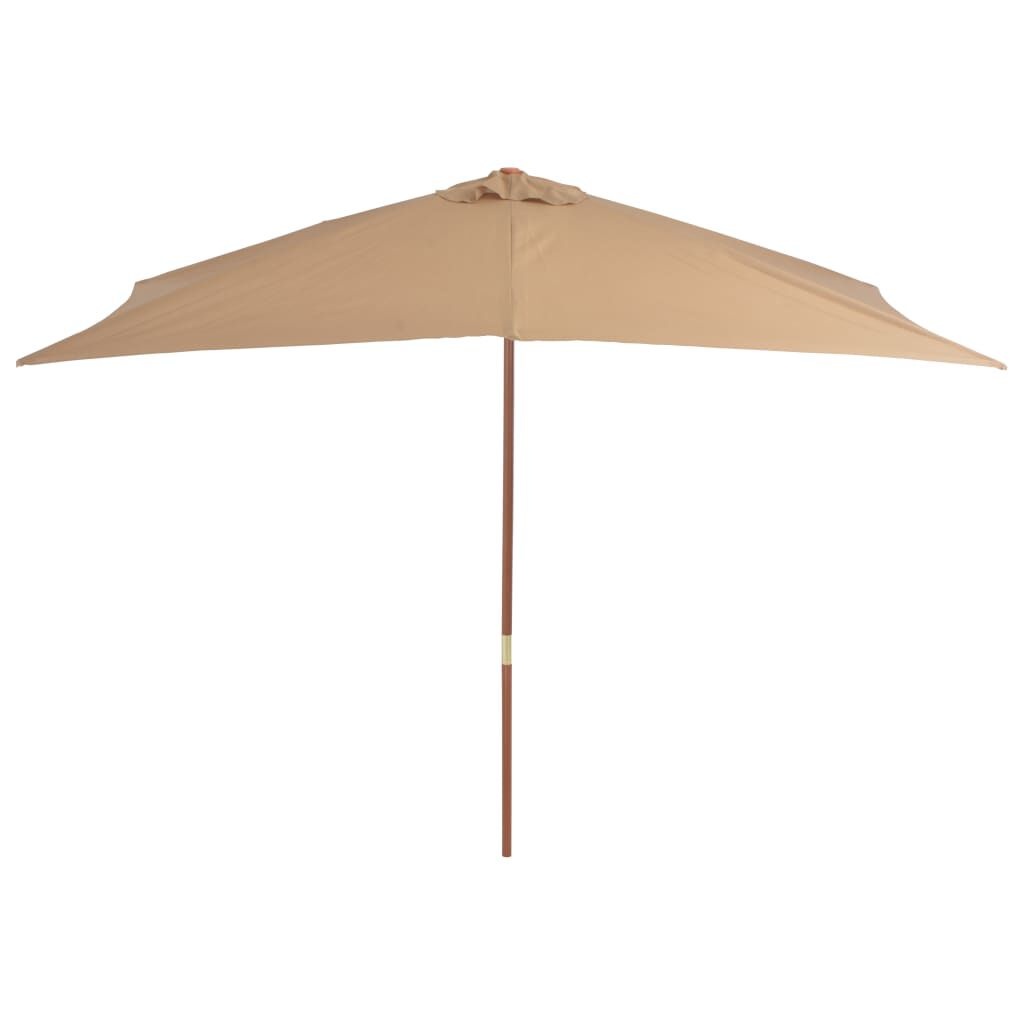 vidaXL Parasol met houten paal 200x300 cm taupe