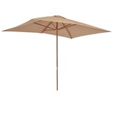 vidaXL Parasol met houten paal 200x300 cm taupe