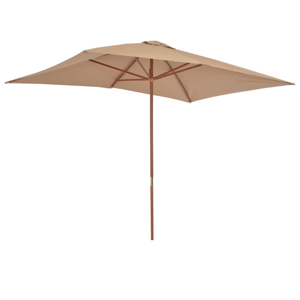 vidaXL Parasol met houten paal 200x300 cm taupe