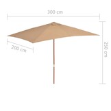 Parasol met houten paal 200x300 cm taupe - 59% Korting!