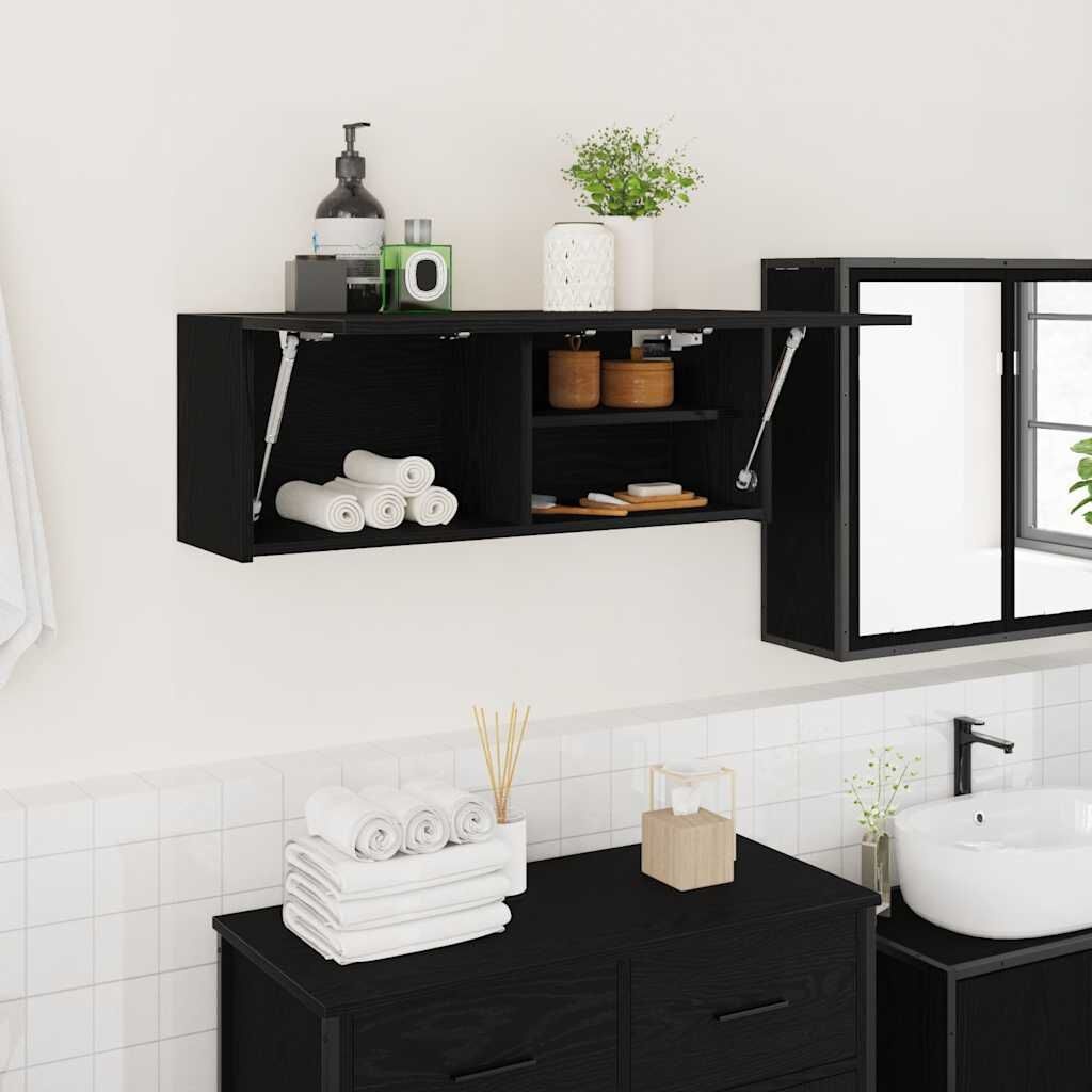 vidaXL Badkamerwandkast 80x25x30 cm bewerkt hout zwart