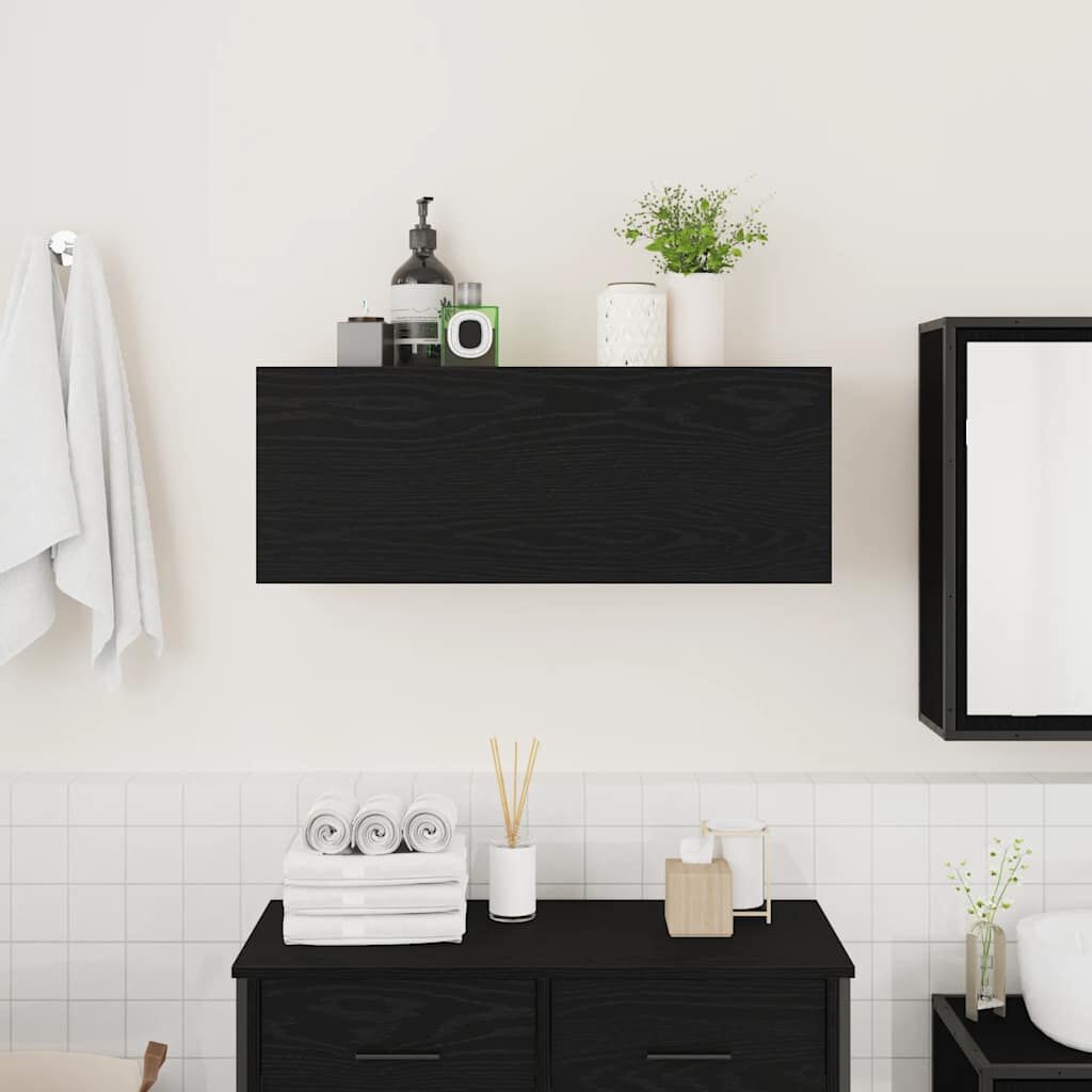 vidaXL Badkamerwandkast 80x25x30 cm bewerkt hout zwart