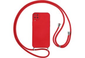 Rood Siliconen Telefoonhoesje met Koord voor Samsung A12/M12 - 80% Korting