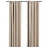 Verduisterende Gordijnen met Linnen-Look (2 stuks) 140x225 cm Beige