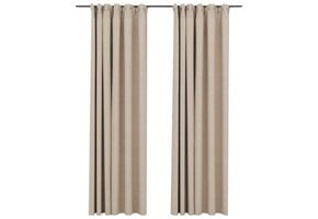 Verduisterende Gordijnen met Linnen-Look (2 stuks) 140x225 cm Beige