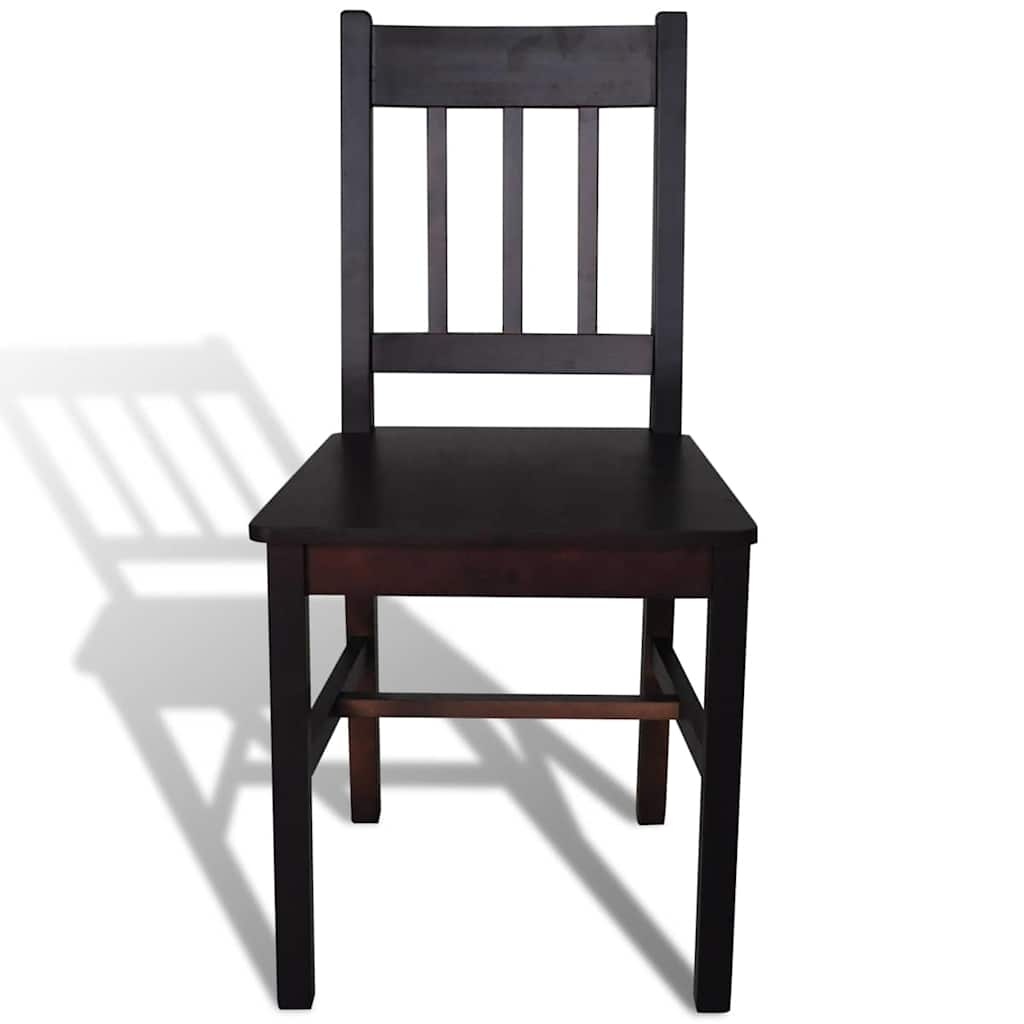 vidaXL Eetkamerstoelen 2 st grenenhout donkerbruin