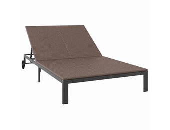 vidaXL Ligstoel 2-persoon Bruin 60 x 200 x 27cm poly rattan