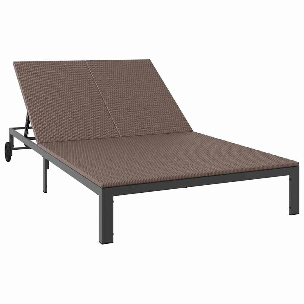 vidaXL Ligstoel 2-persoon Bruin 60 x 200 x 27cm poly rattan