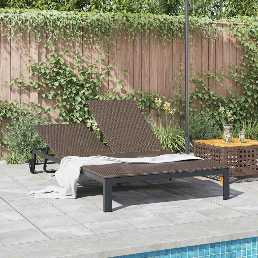 vidaXL Ligstoel 2-persoon Bruin 60 x 200 x 27cm poly rattan
