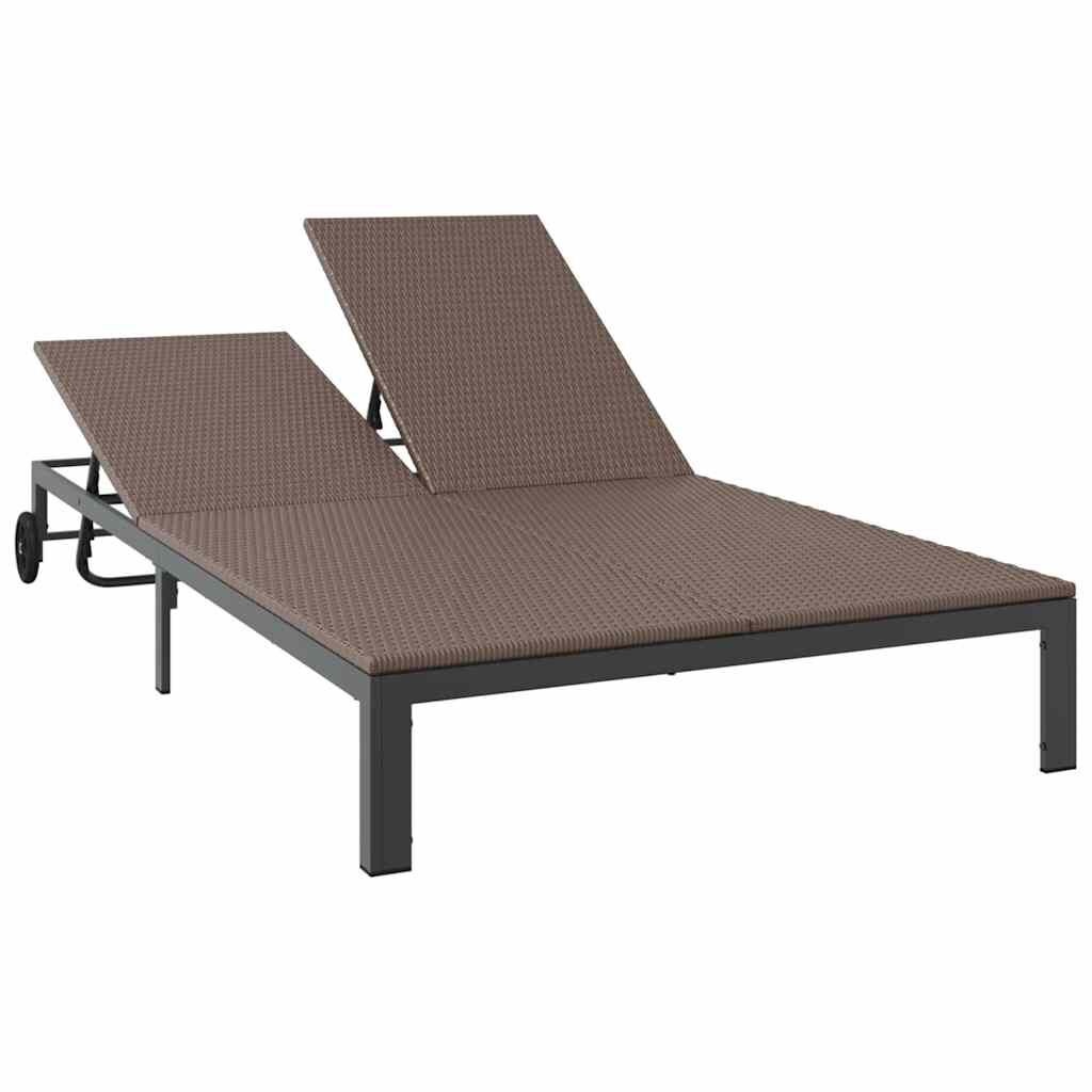 vidaXL Ligstoel 2-persoon Bruin 60 x 200 x 27cm poly rattan