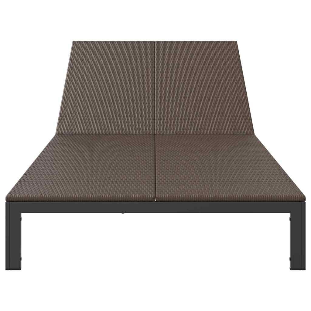 vidaXL Ligstoel 2-persoon Bruin 60 x 200 x 27cm poly rattan