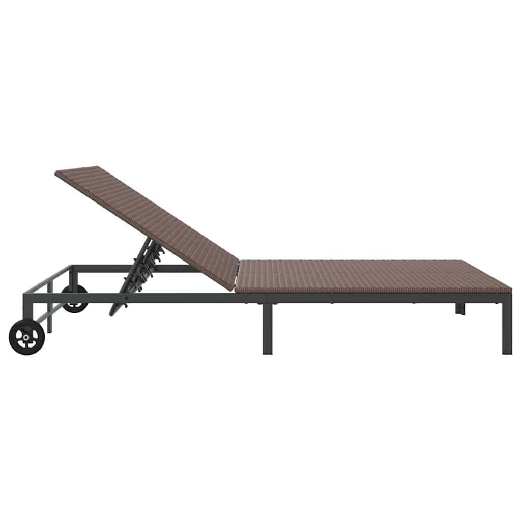 vidaXL Ligstoel 2-persoon Bruin 60 x 200 x 27cm poly rattan