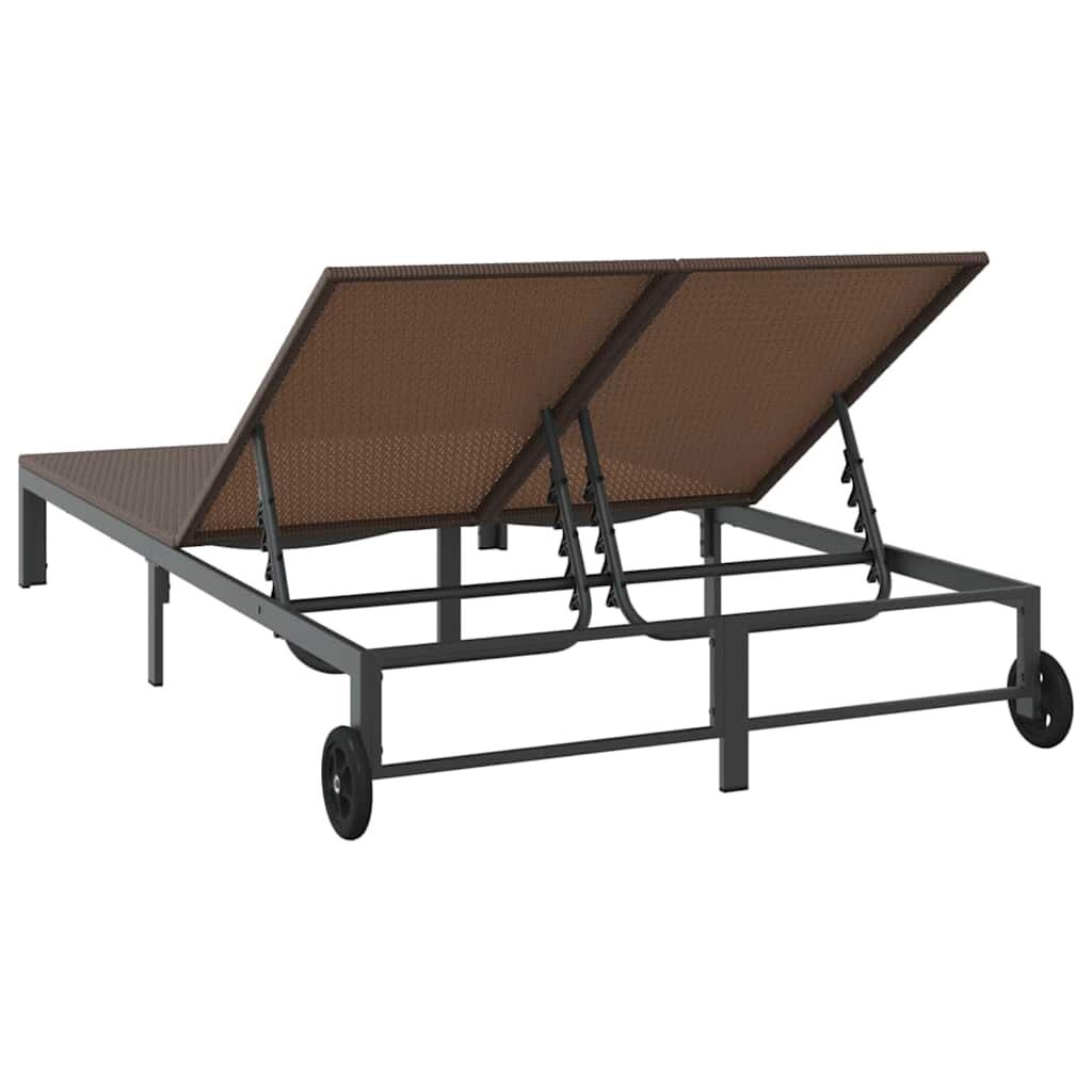 vidaXL Ligstoel 2-persoon Bruin 60 x 200 x 27cm poly rattan