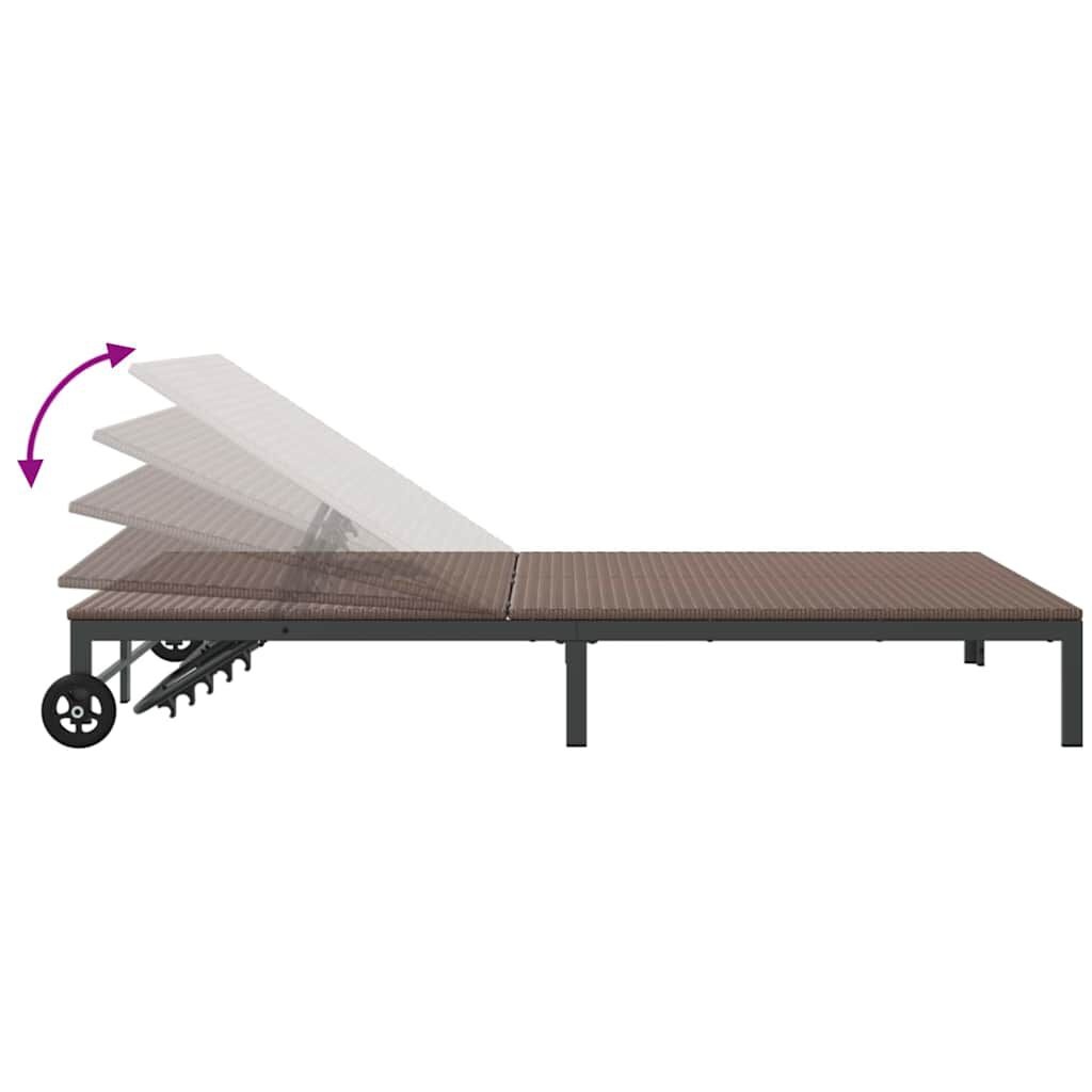 vidaXL Ligstoel 2-persoon Bruin 60 x 200 x 27cm poly rattan