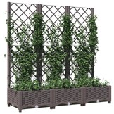 vidaXL Plantenbak met latwerk 120x40x121,5 cm polypropeen bruin