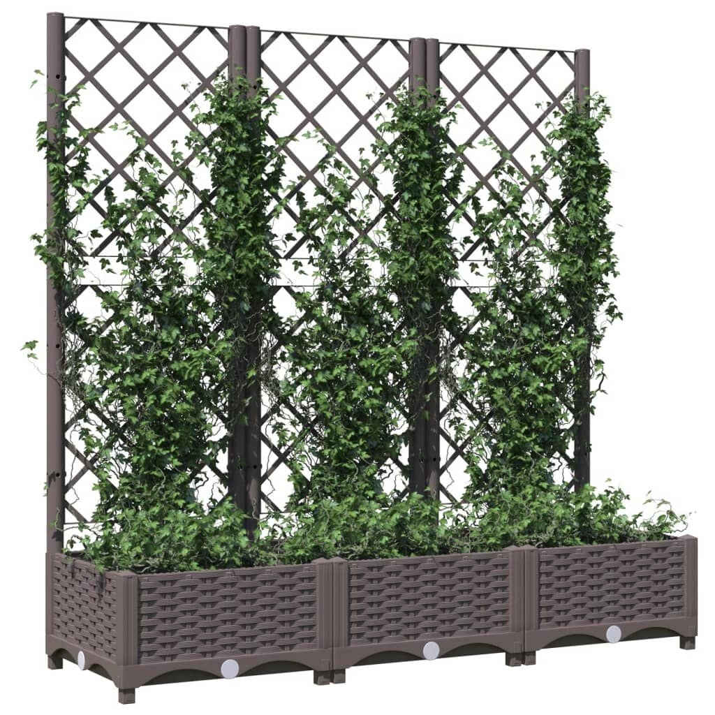 vidaXL Plantenbak met latwerk 120x40x121,5 cm polypropeen bruin