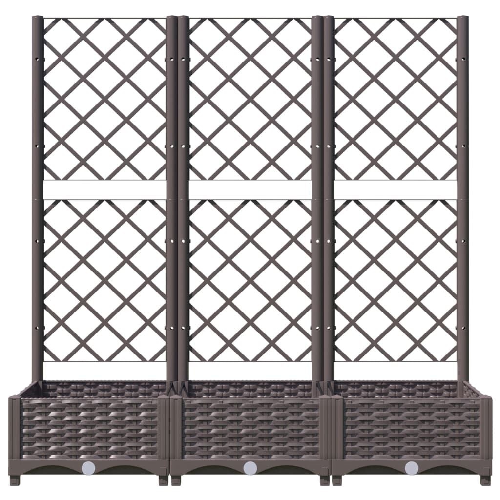 vidaXL Plantenbak met latwerk 120x40x121,5 cm polypropeen bruin