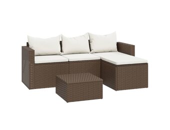 vidaXL Loungeset poly rattan bruin