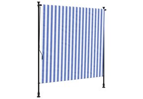 Buiten rolgordijn 200x270 cm, blauw/wit, stof & staal - 34% Korting