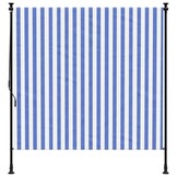 vidaXL Rolgordijn voor buiten 200x270 cm stof en staal blauw en wit