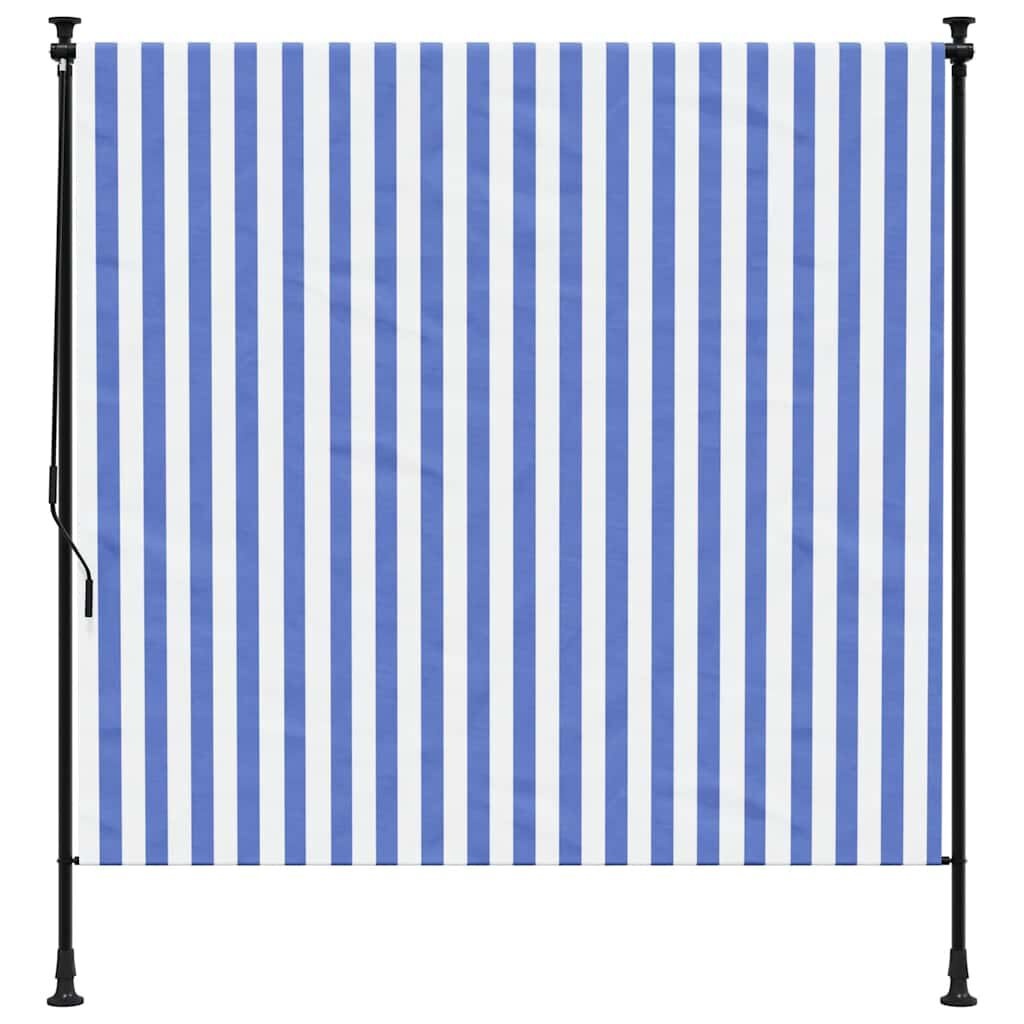 vidaXL Rolgordijn voor buiten 200x270 cm stof en staal blauw en wit